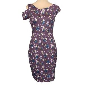 Alexia Admor Floral Print One Shoulder Bodycon Dress Purple Medium